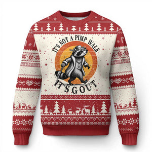 It's Not A Pimp Walk It's Gout Ugly Christmas Sweater Funny Gout Dad Sarcastic Raccoon TS14 Beige Red Print Your Wear