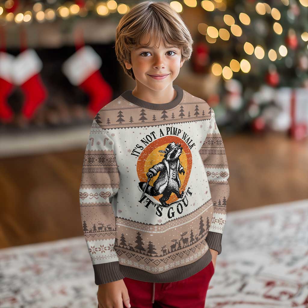 It's Not A Pimp Walk It's Gout Ugly Christmas Sweater Funny Gout Dad Sarcastic Raccoon TS14 Mocha Mousse Print Your Wear
