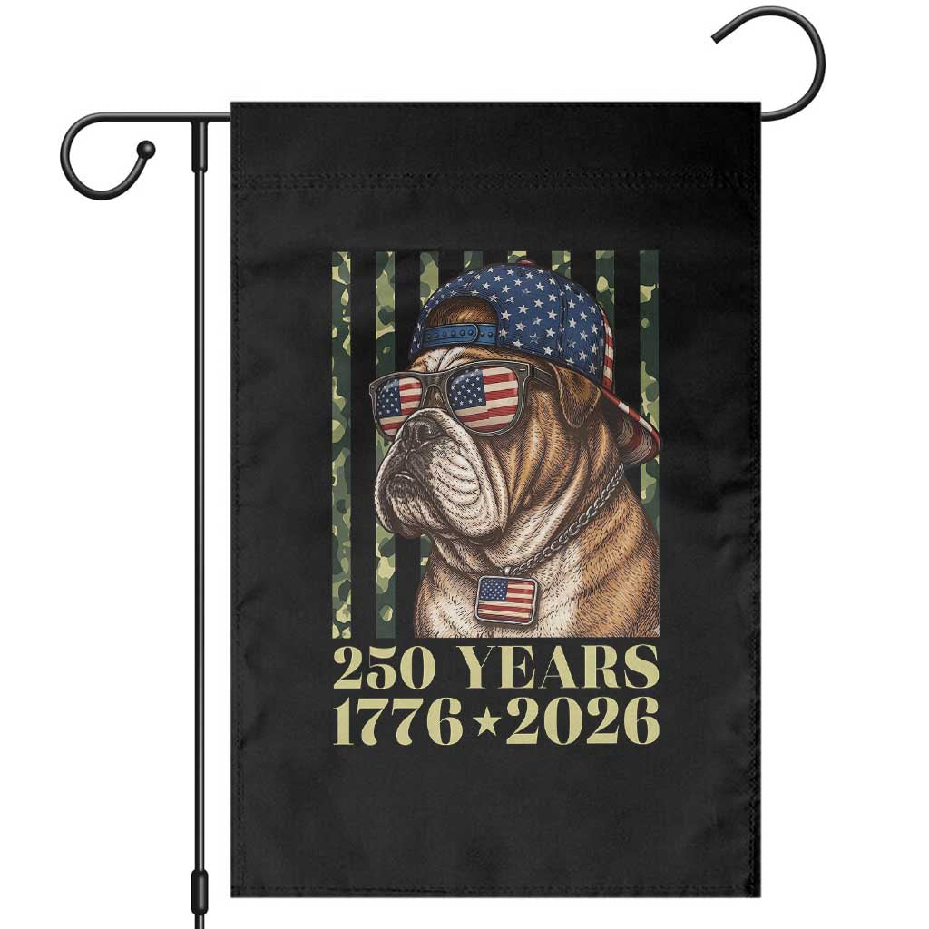 250 Years America Anniversary Garden Flag Military Bulldog American Flag Camo