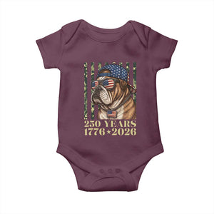 250 Years America Anniversary Baby Onesie Military Bulldog American Flag Camo