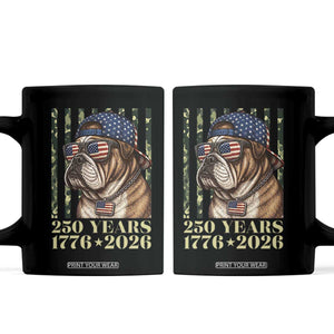 250 Years America Anniversary Coffee Mug Military Bulldog American Flag Camo