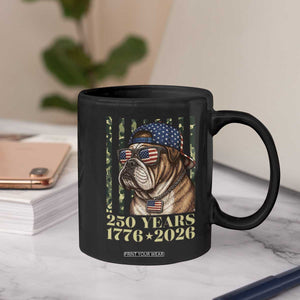 250 Years America Anniversary Coffee Mug Military Bulldog American Flag Camo