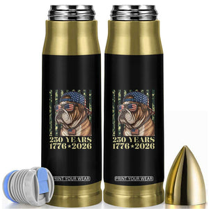 250 Years America Anniversary Bullet Tumbler Military Bulldog American Flag Camo