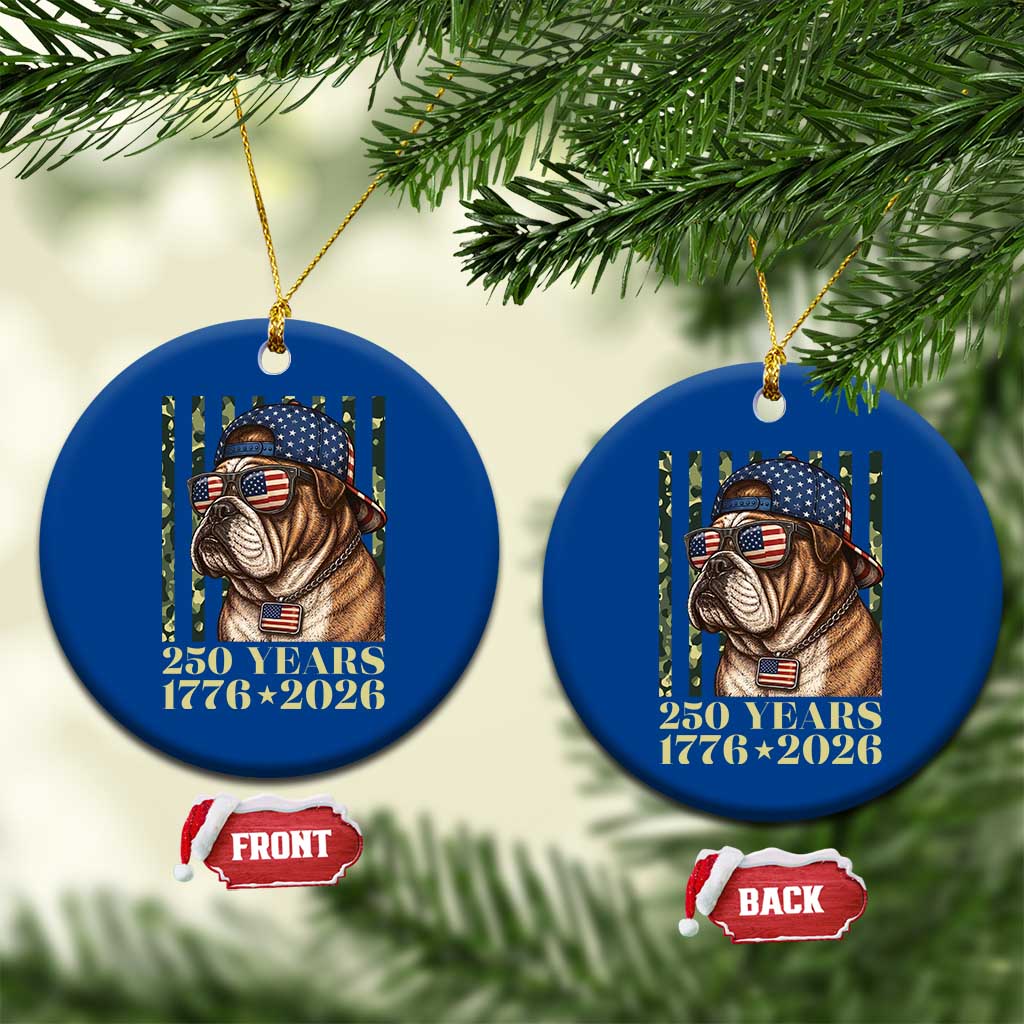 250 Years America Anniversary Ceramic Ornament Military Bulldog American Flag Camo