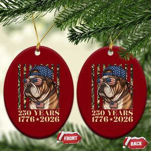 250 Years America Anniversary Ceramic Ornament Military Bulldog American Flag Camo