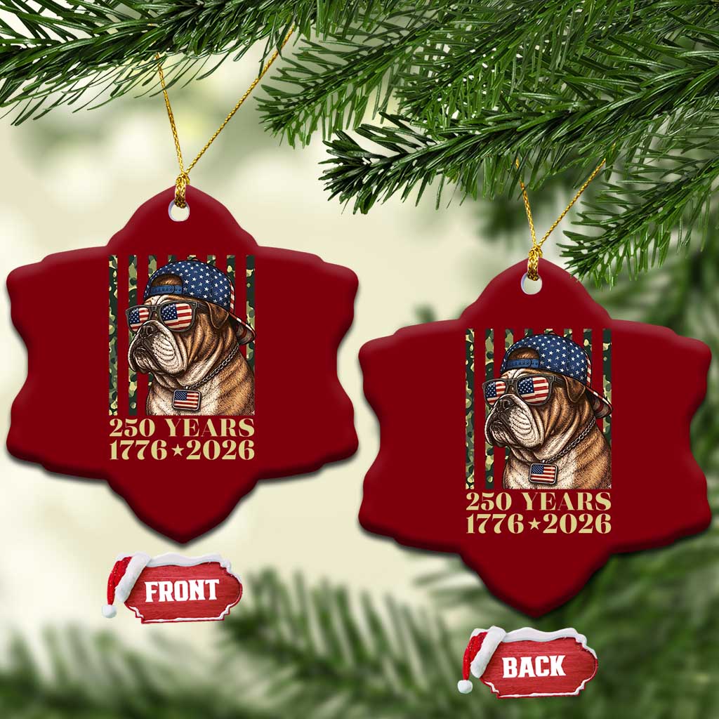 250 Years America Anniversary Ceramic Ornament Military Bulldog American Flag Camo
