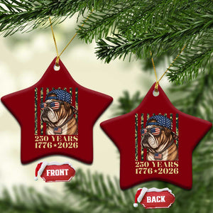 250 Years America Anniversary Ceramic Ornament Military Bulldog American Flag Camo