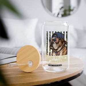 250 Years America Anniversary Glass Can Military Bulldog American Flag Camo