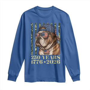 250 Years America Anniversary Long Sleeve Shirt Military Bulldog American Flag Camo