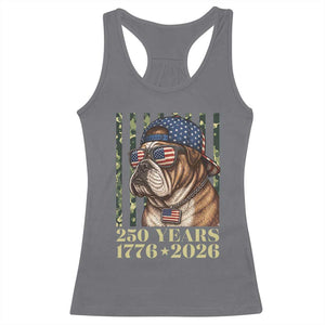 250 Years America Anniversary Racerback Tank Top Military Bulldog American Flag Camo