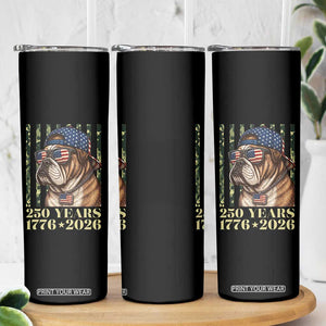 250 Years America Anniversary Skinny Tumbler Military Bulldog American Flag Camo