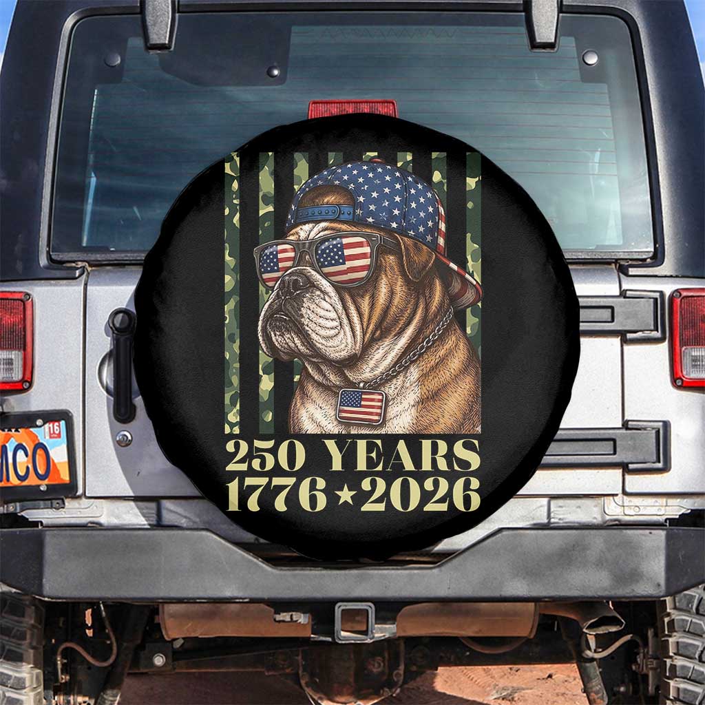 250 Years America Anniversary Spare Tire Cover Military Bulldog American Flag Camo