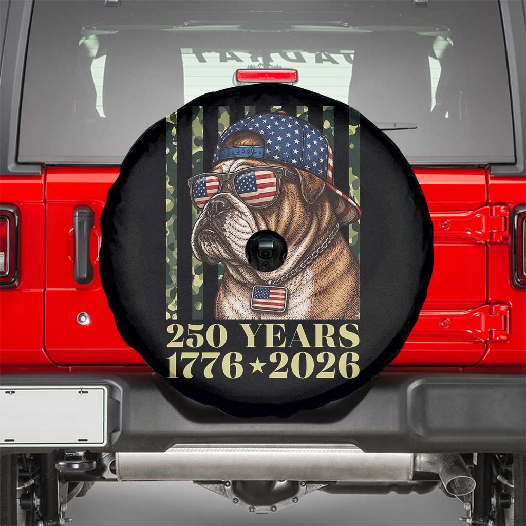 250 Years America Anniversary Spare Tire Cover Military Bulldog American Flag Camo