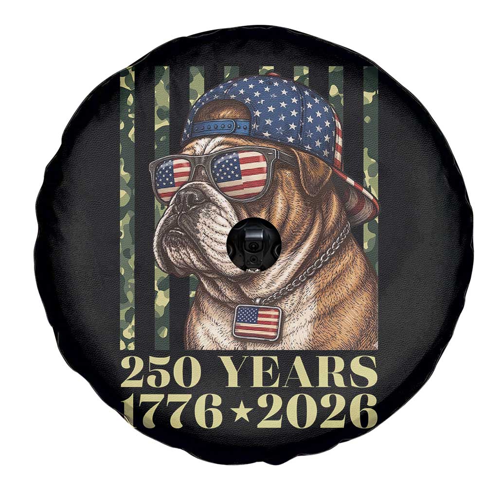 250 Years America Anniversary Spare Tire Cover Military Bulldog American Flag Camo