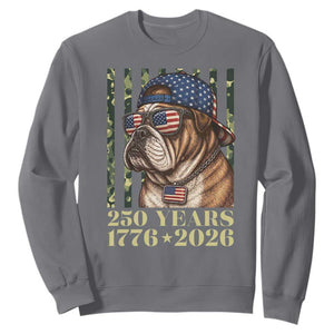 250 Years America Anniversary Sweatshirt Military Bulldog American Flag Camo