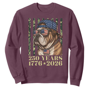 250 Years America Anniversary Sweatshirt Military Bulldog American Flag Camo