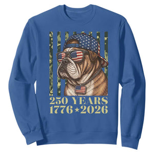 250 Years America Anniversary Sweatshirt Military Bulldog American Flag Camo