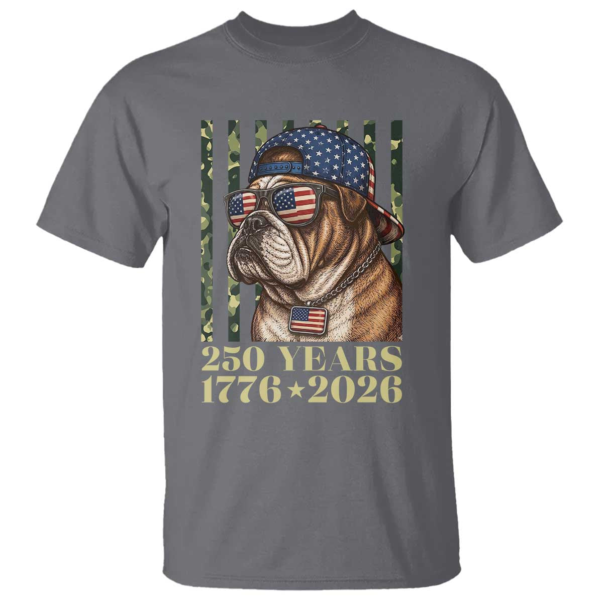 250 Years America Anniversary T Shirt Military Bulldog American Flag Camo