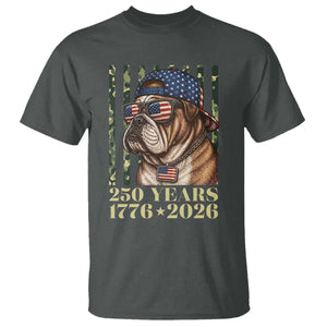 250 Years America Anniversary T Shirt Military Bulldog American Flag Camo