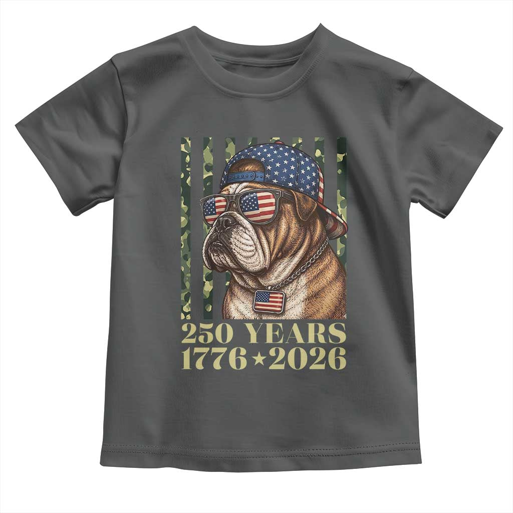 250 Years America Anniversary Toddler T Shirt Military Bulldog American Flag Camo