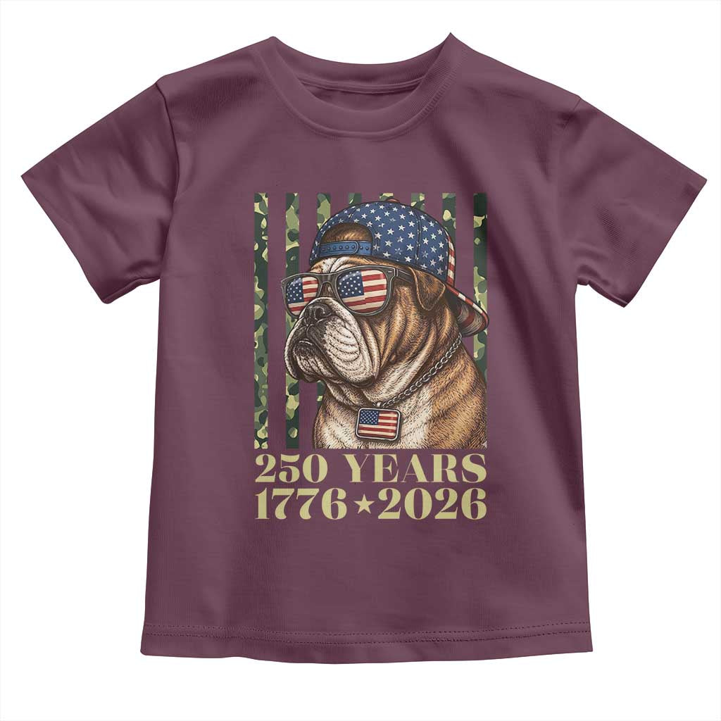 250 Years America Anniversary Toddler T Shirt Military Bulldog American Flag Camo