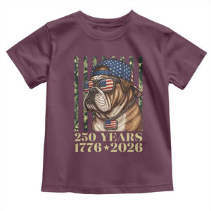 250 Years America Anniversary Toddler T Shirt Military Bulldog American Flag Camo