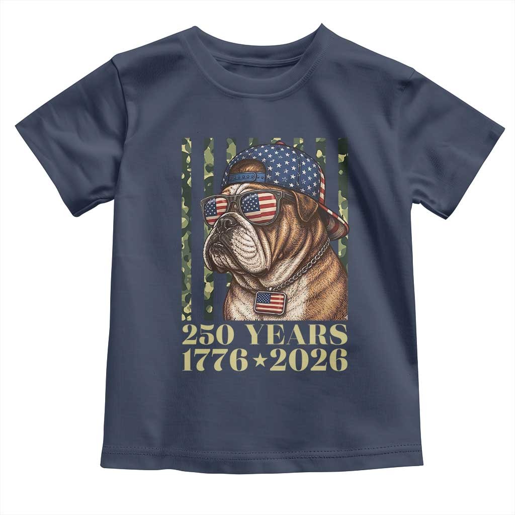 250 Years America Anniversary Toddler T Shirt Military Bulldog American Flag Camo