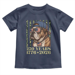 250 Years America Anniversary Toddler T Shirt Military Bulldog American Flag Camo