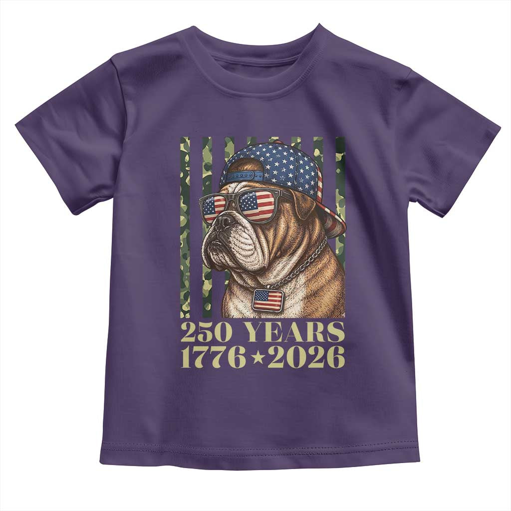 250 Years America Anniversary Toddler T Shirt Military Bulldog American Flag Camo
