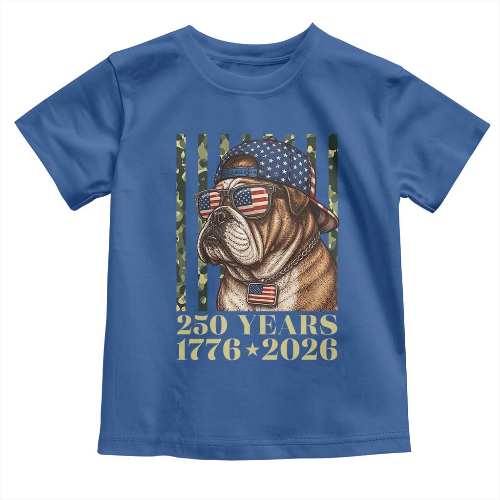 250 Years America Anniversary Toddler T Shirt Military Bulldog American Flag Camo