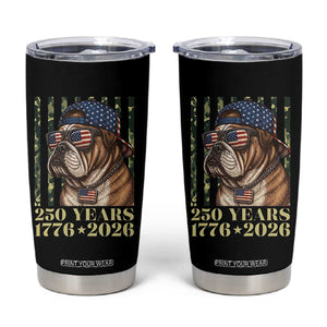 250 Years America Anniversary Tumbler Cup Military Bulldog American Flag Camo