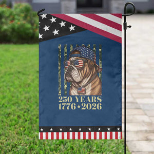 250 Years America Anniversary Patriotic Garden Flag Military Bulldog American Flag Camo