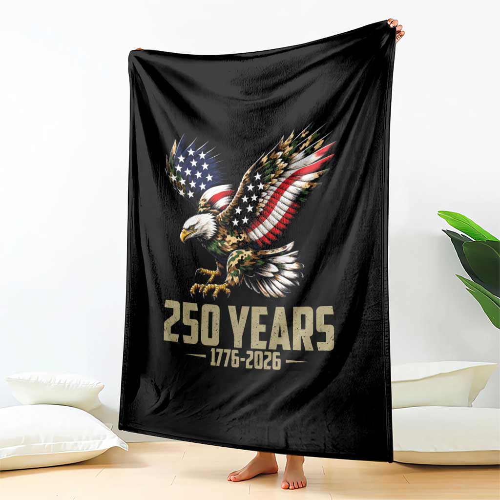 250 Years America Anniversary Throw Blanket Military Eagle American Flag Camo