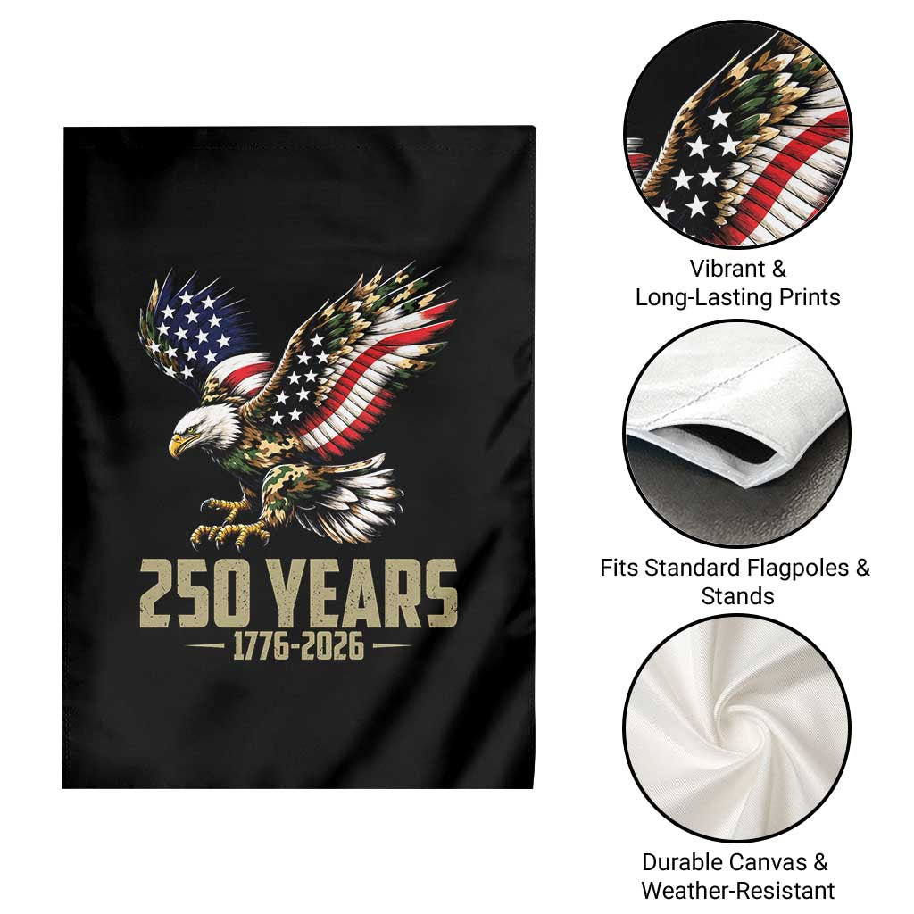 250 Years America Anniversary Garden Flag Military Eagle American Flag Camo