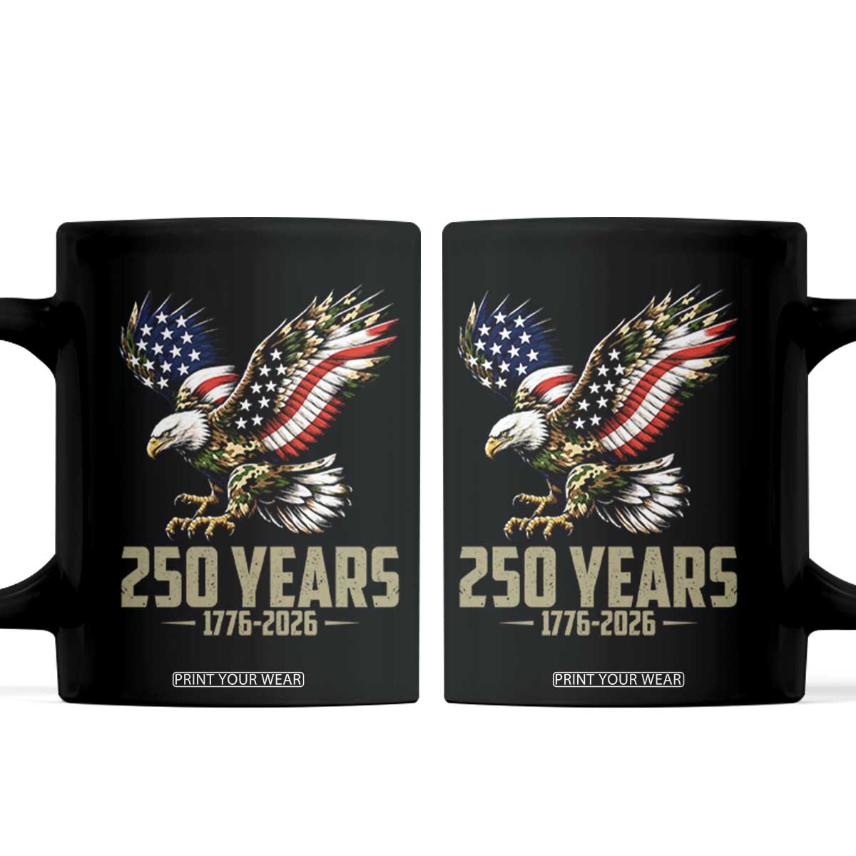 250 Years America Anniversary Coffee Mug Military Eagle American Flag Camo