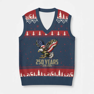 250 Years America Anniversary V-Neck Knit Sweater Vest Military Eagle American Flag Camo