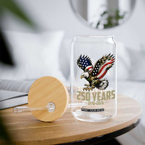 250 Years America Anniversary Glass Can Military Eagle American Flag Camo