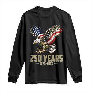 250 Years America Anniversary Long Sleeve Shirt Military Eagle American Flag Camo