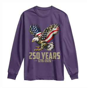250 Years America Anniversary Long Sleeve Shirt Military Eagle American Flag Camo