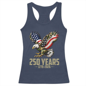250 Years America Anniversary Racerback Tank Top Military Eagle American Flag Camo