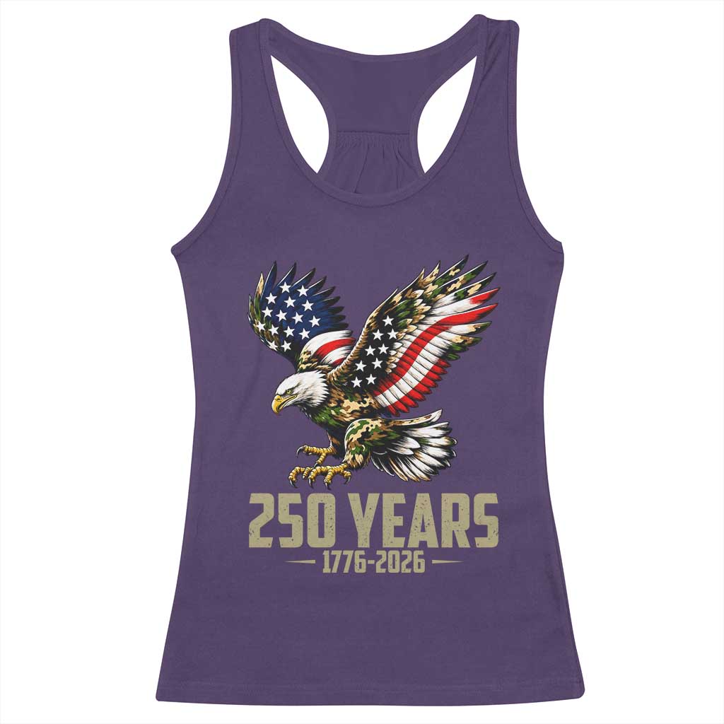 250 Years America Anniversary Racerback Tank Top Military Eagle American Flag Camo