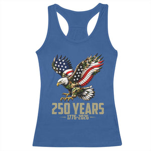 250 Years America Anniversary Racerback Tank Top Military Eagle American Flag Camo
