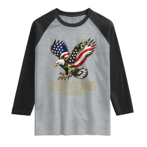 250 Years America Anniversary Raglan Shirt Military Eagle American Flag Camo