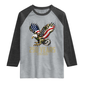 250 Years America Anniversary Raglan Shirt Military Eagle American Flag Camo
