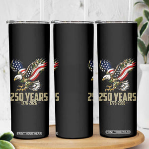 250 Years America Anniversary Skinny Tumbler Military Eagle American Flag Camo