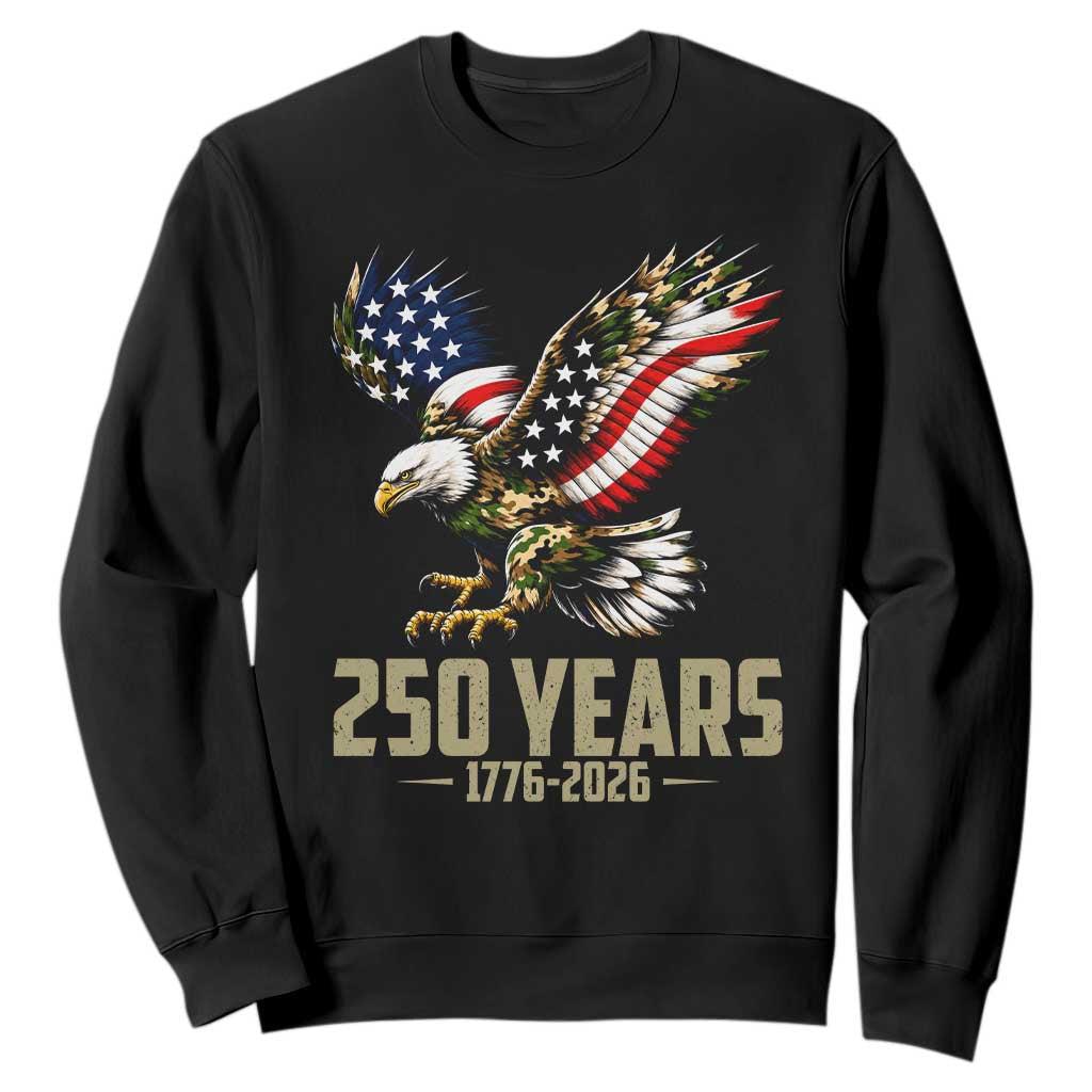 250 Years America Anniversary Sweatshirt Military Eagle American Flag Camo
