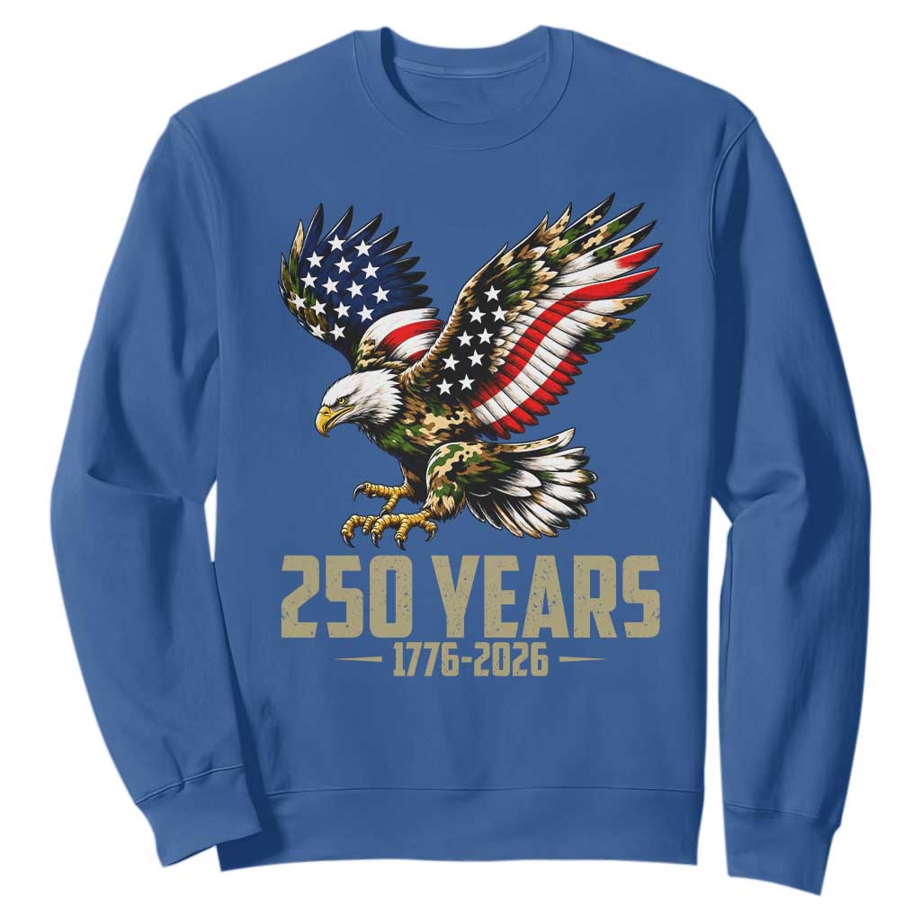 250 Years America Anniversary Sweatshirt Military Eagle American Flag Camo