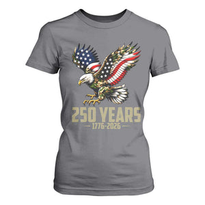250 Years America Anniversary T Shirt For Women Military Eagle American Flag Camo