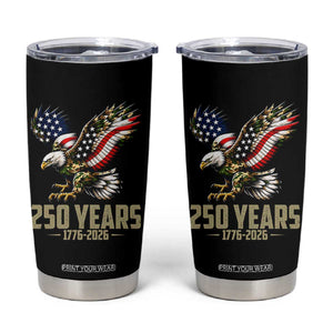 250 Years America Anniversary Tumbler Cup Military Eagle American Flag Camo