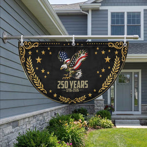 250 Years America Anniversary Patriotic Fan Flag Military Eagle American Flag Camo